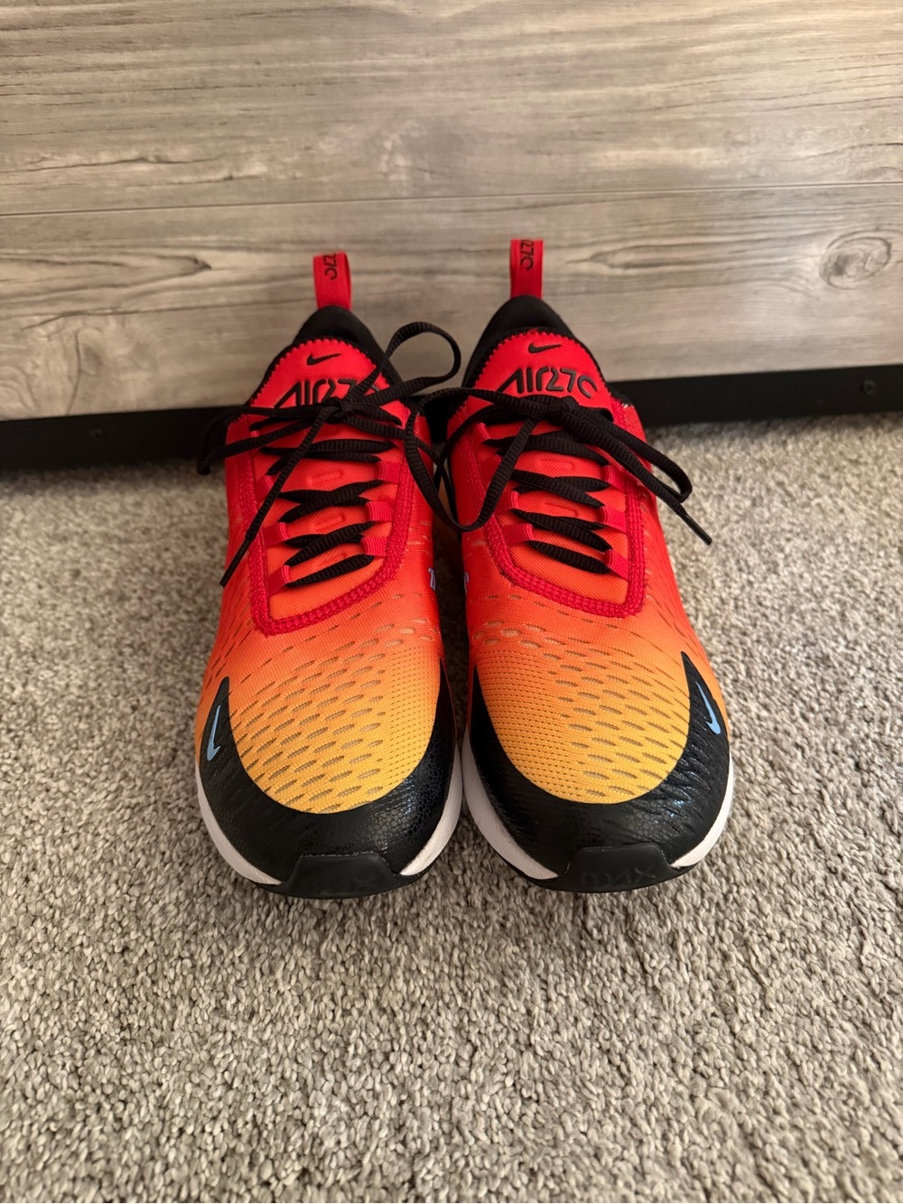 Nike Men's Gradient Red to Orange Athletic Sneakers with Black Accents